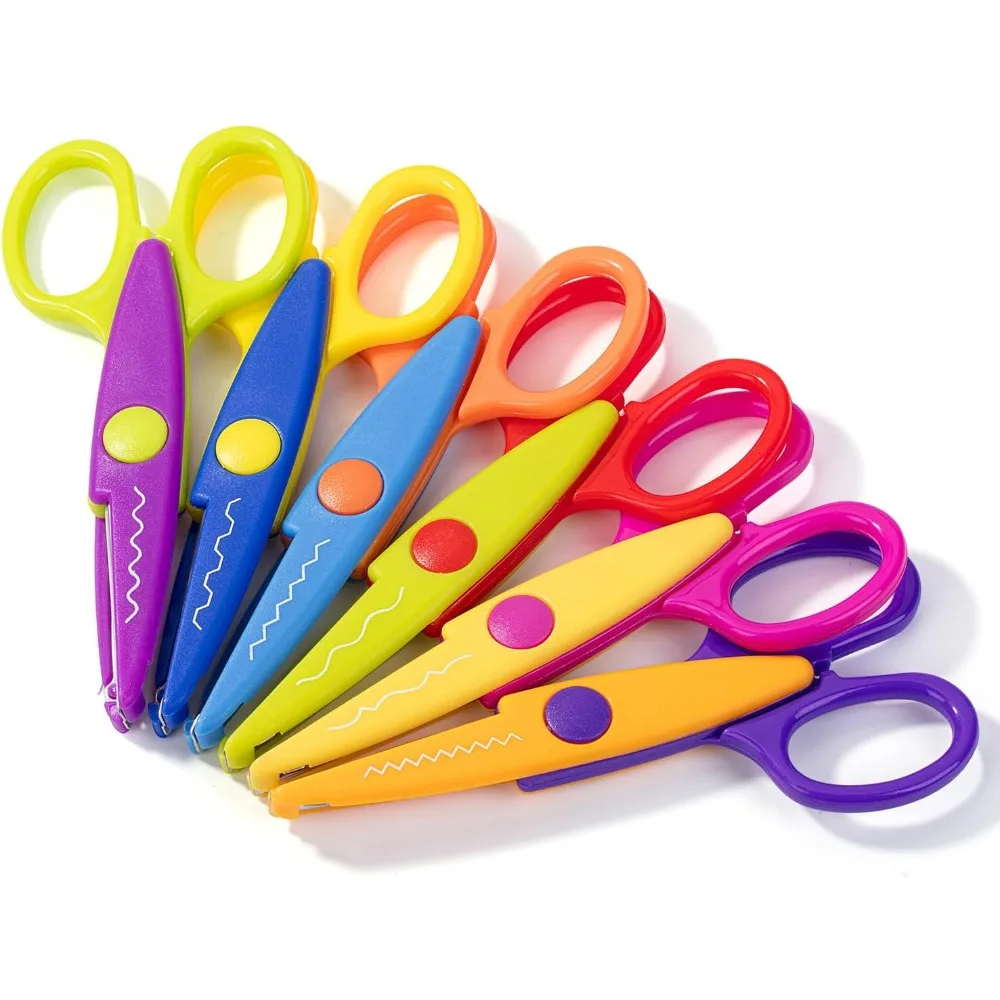 6 Pack Pastel Colors Lace Edge Zig Zag Scissors, Decorative Craft Scissors for Scrapbooking & Fancy Pattern Design