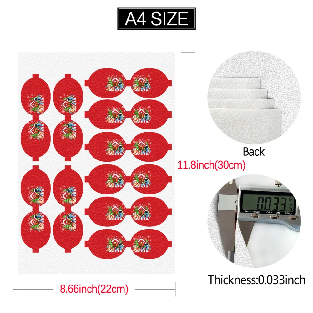 

30x22cm Litchi Hair Bow Shape Printed Christmas Dog Faux Leather Bowparts for Craft Gift DIY Making Hair Bow