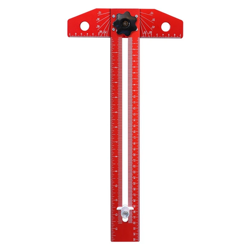 

Woodworking Angle Ruler Multi-Functional T-Type Marking Ruler Drawing Line Marking Ruler Parallel Marking Line Gauge Durable Red