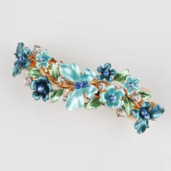 fashion cute crystal hair accessories blue pink purple butterfly hair clip rhinestone flower barrette for girls women