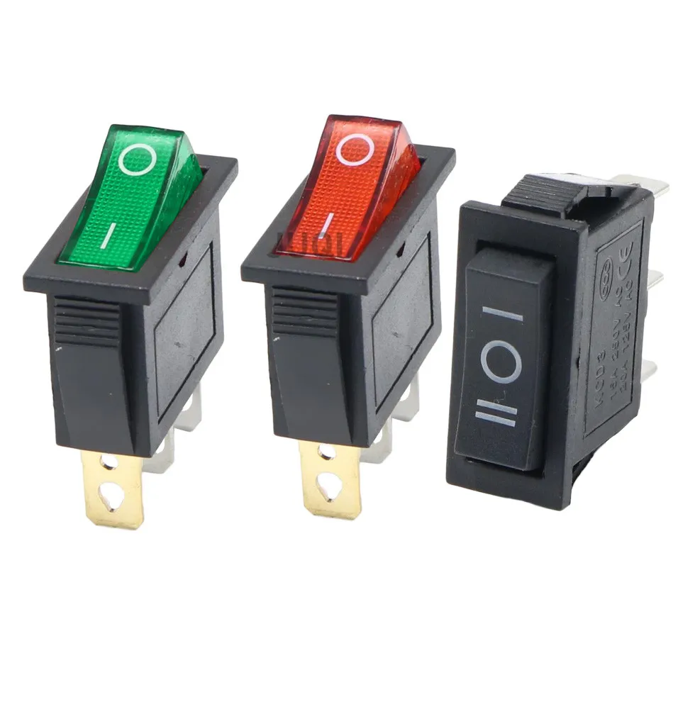 1PCS KCD3 Rocker Switch ON-OFF 2/3 Position 16A 250V / 20A 125V AC  Electrical equipment 2/3Pin With Light Power Switch