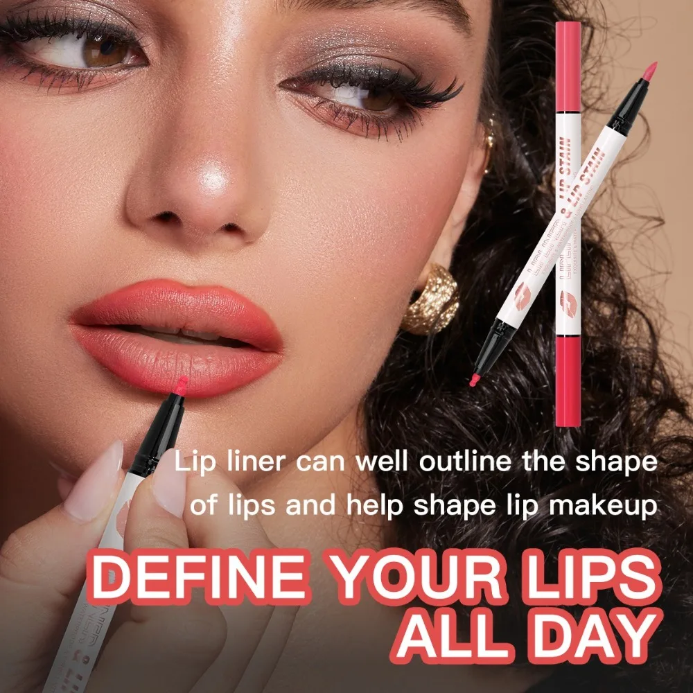 Trucco labbra 6 colori di alta qualità Matita per labbra a doppia testa 2 in 1 Matita colorata per sopracciglia facile da colorare per le donne