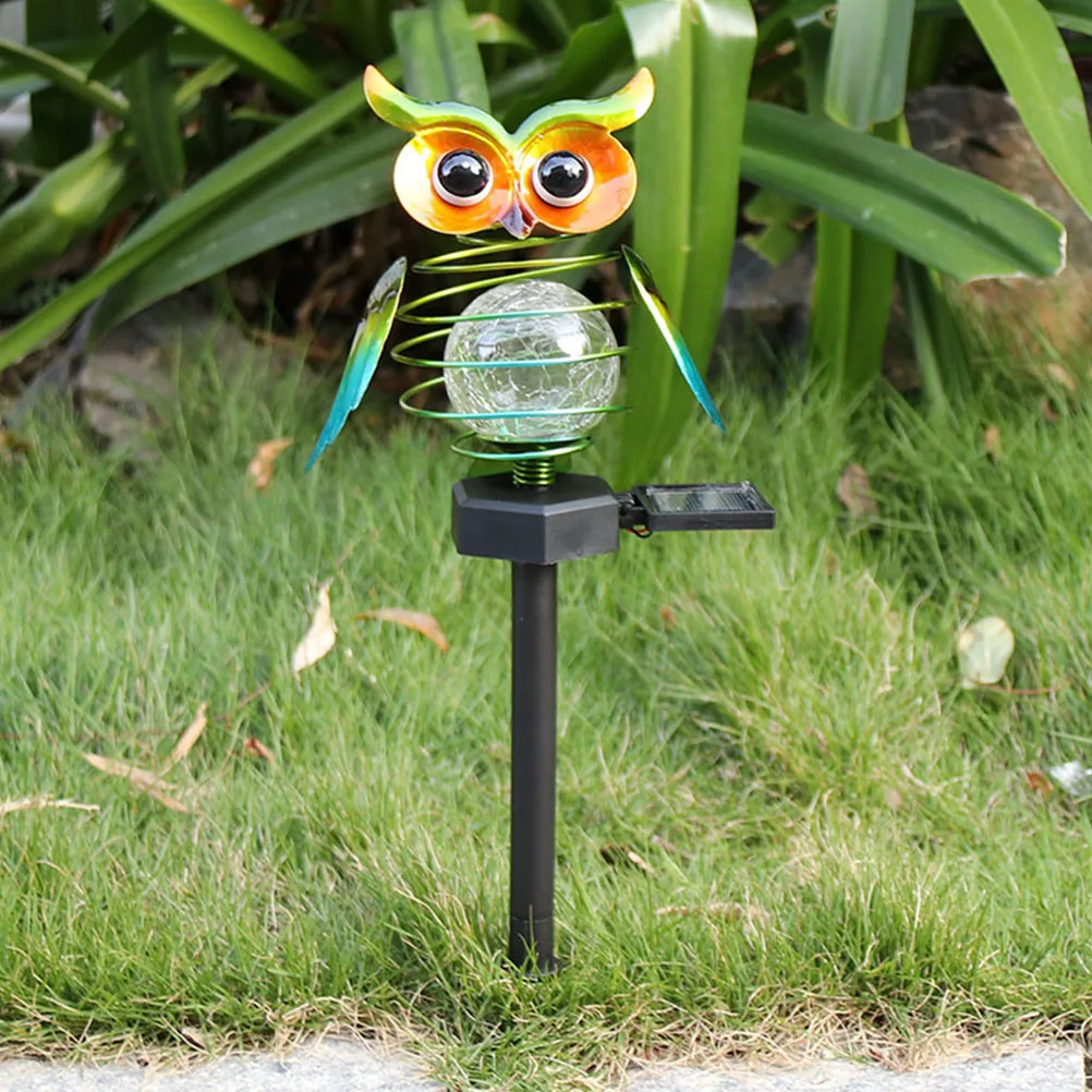 

Solar Powered Owl Lawn Lights Outdoor Decor Iron Glass Design Long Lasting Solar Energy Yard Lanterns Easy Install Garden