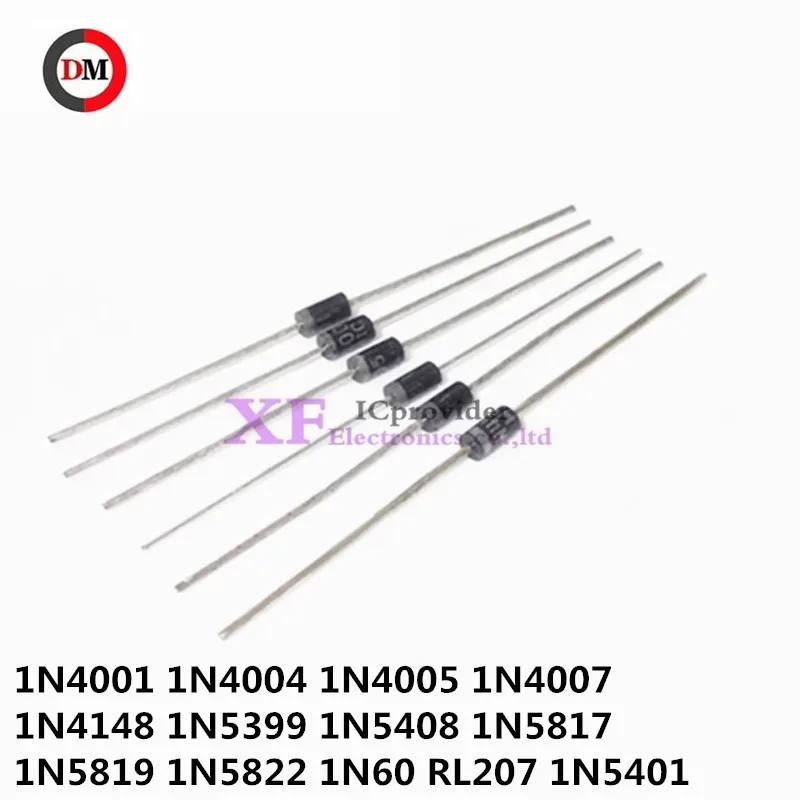 

����ӧ�� �� ���ڧԧڧߧѧݧ�ߧ�� 1N4001/1N4002/1N4003/1N4004/1N4005/1N4007/1N4148/1N5399/1N5408/1N5817/1N5819/1N5822/1N60/RL207/1N5401, 100 ���.