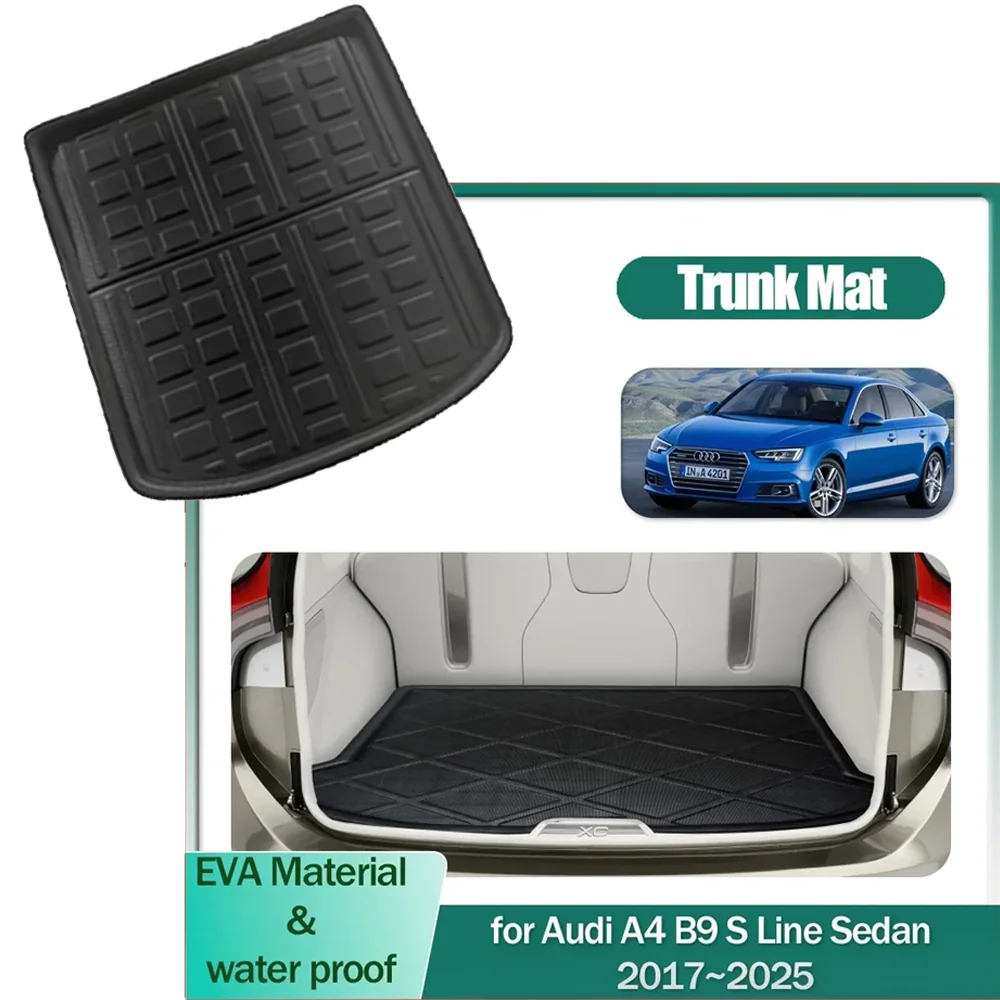 

Коврик в багажник автомобиля для Audi A4 B9 S Line Sedan 2017 ~ 2025, коврик для багажника, напольный ковер, водонепроницаемый чехол, поднос, аксессуары