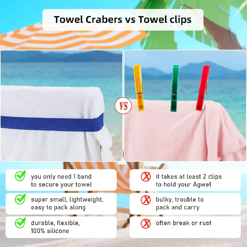 Bandas de toalla de piezas para sillas de playa, soporte elástico a prueba de viento, Clip para silla, correas para playa y piscina, 4 Uds.