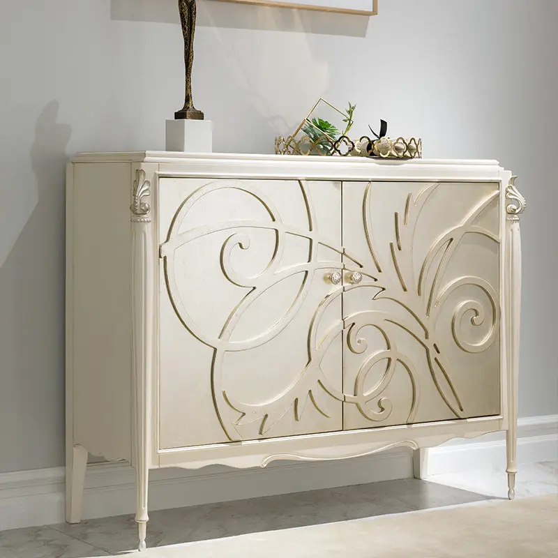 light luxury porch cabinet villa high-end carving decoration, modern living room storage solid woodYY