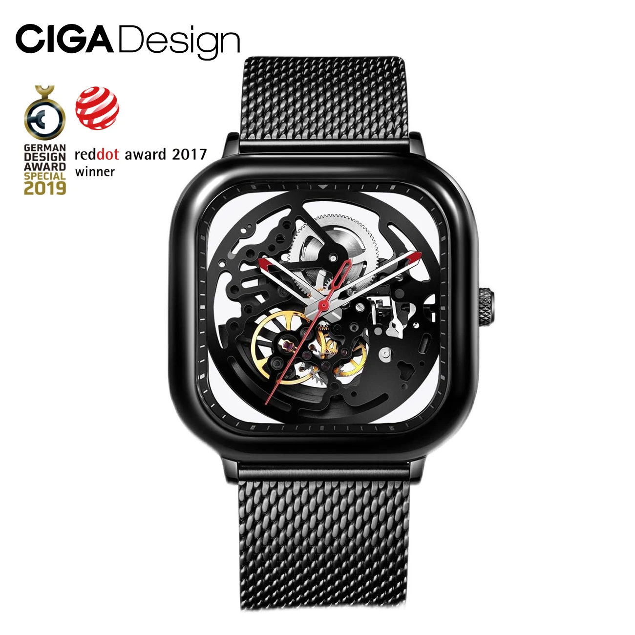 CIGA Design Skeleton Automatic Watches for Men Women Anti-seismic Full Hollow Mechanical Watches 316L Stainless Steel Wristwatch