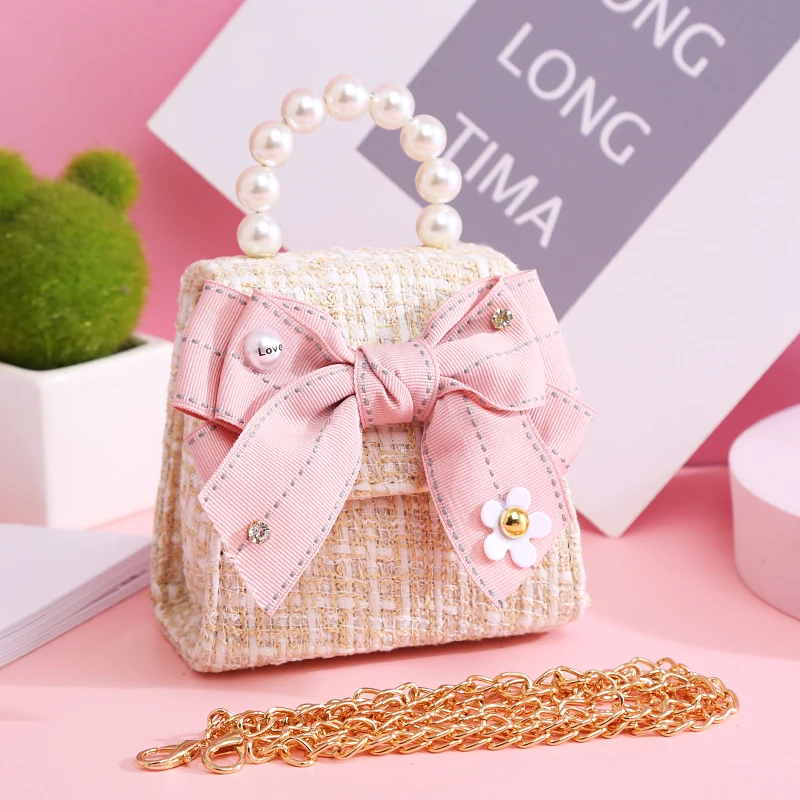 Korean Style Girls Princess Bowknot Messenger Bag Cute Kids Fashion Crossbody Bags for Girls Coin Wallet Baby Party Purse Gift