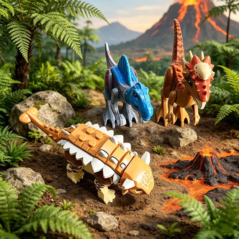 Jurassic Dino Bausteine-Set Mini-Dinosaurier-Figuren Weltmodell Bausteine Spielzeug für Jungen Mädchen Lehrreiches Kinder-Geburtstagsgeschenk