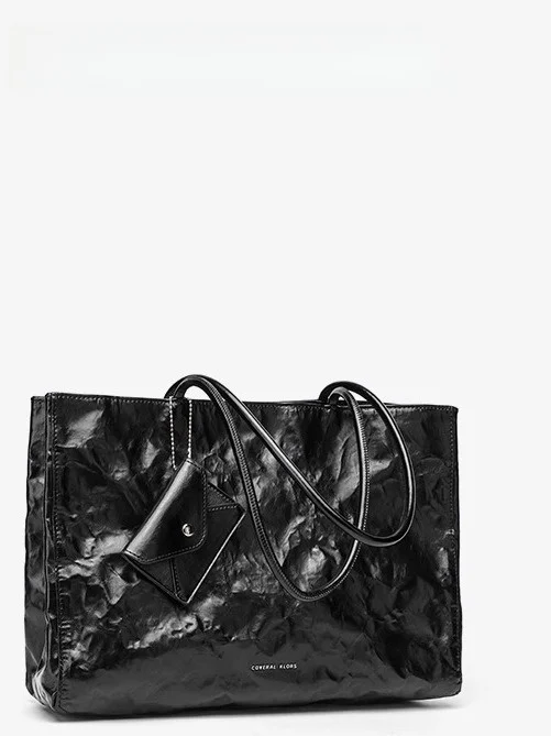 

Женская сумка-тоут Ele Bla Oil Wax Faion, новинка 2025, сложенная сумка с покрытием Klors, мягкая сумка-тоут из искусственной кожи для поездок на работу