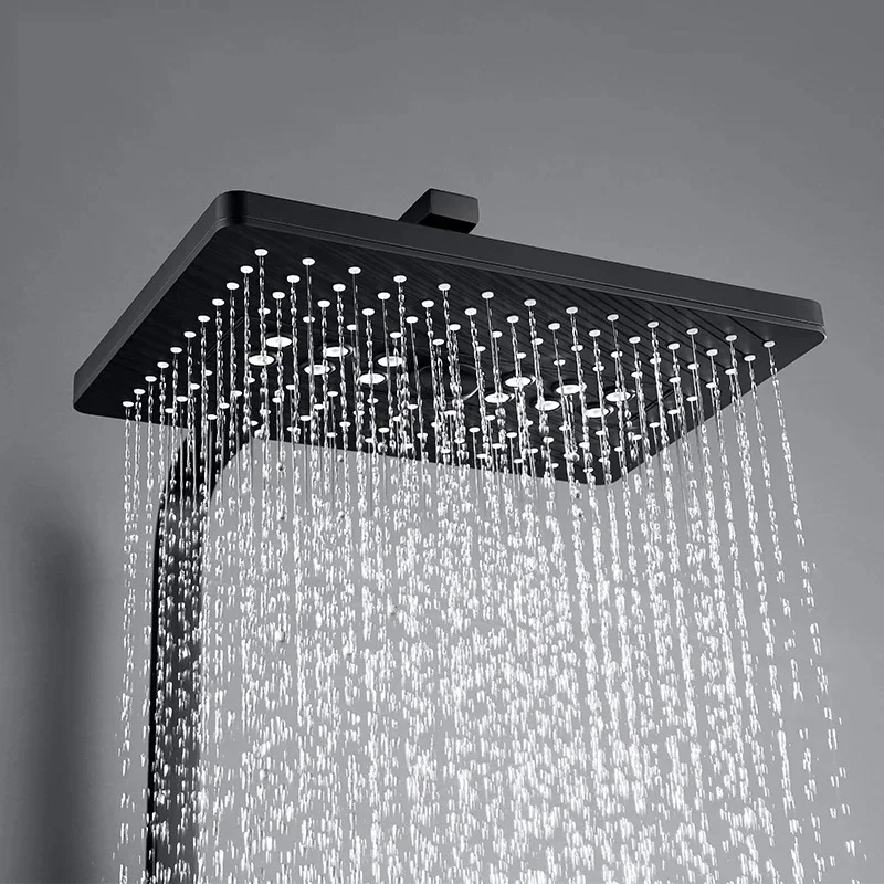 Bathroom constant temperature shower is set to the household mixed water valve full copper black button shower