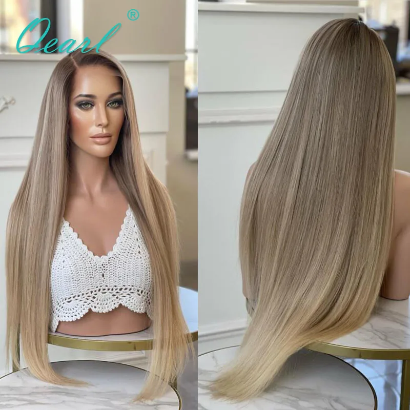 HD Human Hair Wigs on Sale 28-34inchs Long Full Lace Wig Women Brazilian Virgin Hair Straight Lace Frontal Wig Side Part Qearl