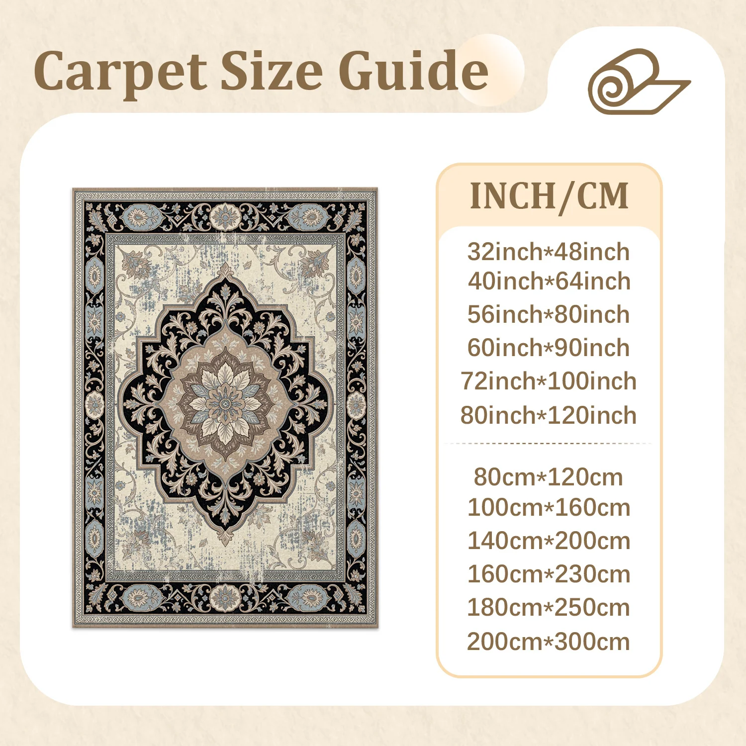 Distressed Vintage Floral Medallion Pattern Area Rug Velvet Soft Machine Washable for Living Room Bedroom Dining Room Entryway Perfect for Halloween Thanksgiving Christmas New Year Black Friday Cyber Monday Home Decor