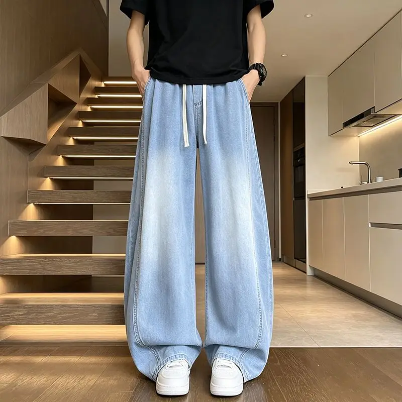 2026 Summer New Cool Soft Jeans Men's Ultra-thin Drape Wide-leg Scimitar Pants