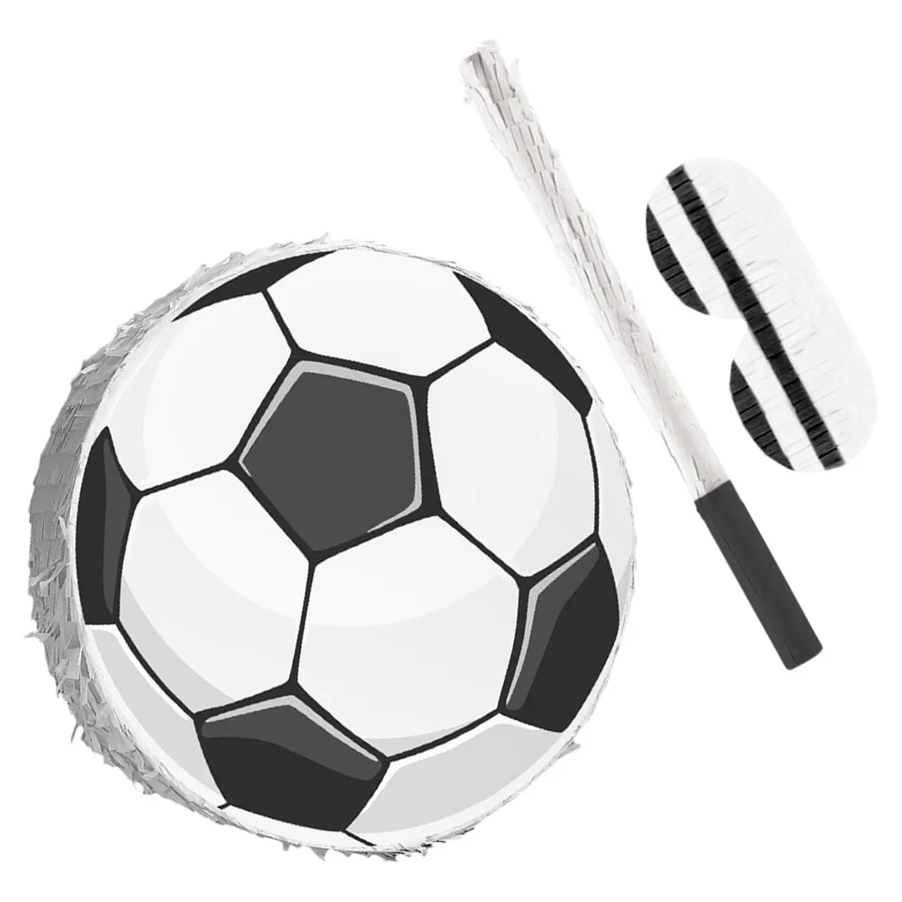 

1 Set Football Pinata Sturdy Cardboard Soccer Ball Design With Hanging Loop Blindfold Stick For Birthday Party Festival Sports