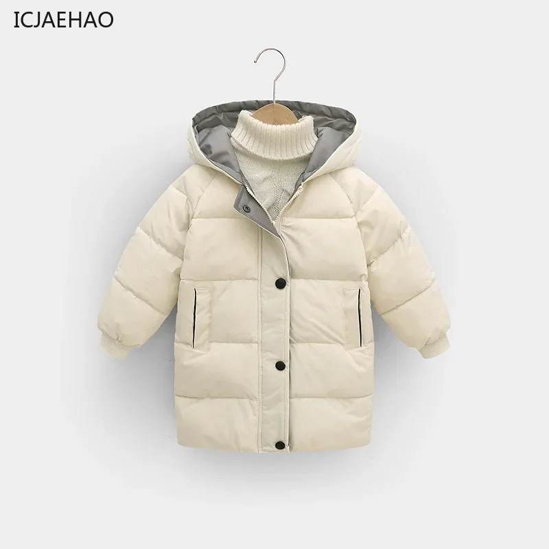 ICJAEHAO Children Thicken Warm Hooded 3-10 Y Girls Down Jackets Outerwear Outfit Teen Boys Cotton Parka Coats Winter Clothes