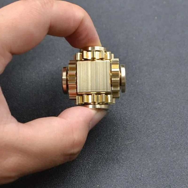 Manual Rotator Metal EDC Fingertip Gyroscope Copper 4 Gear Linkage Cube Fidget Toy Adult Decompression Antistress Fun Tool