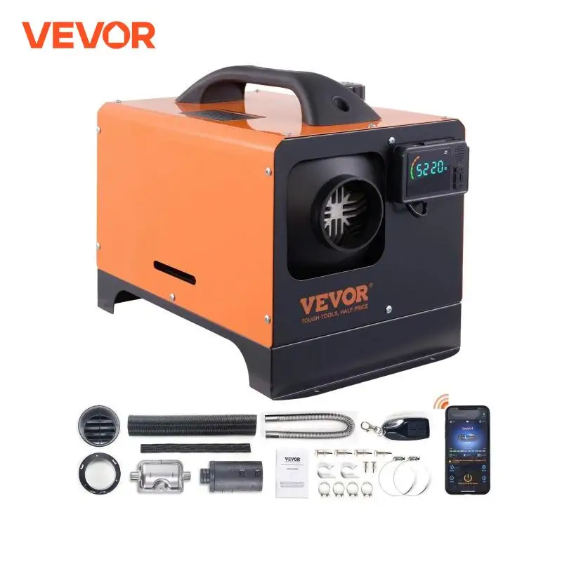 VEVOR Chauffage Diesel Tout-en-Un Portable 12 V 5 kW Réchauffeur d'Air Diesel 0,16-0,52 L/h 8-36 ℃