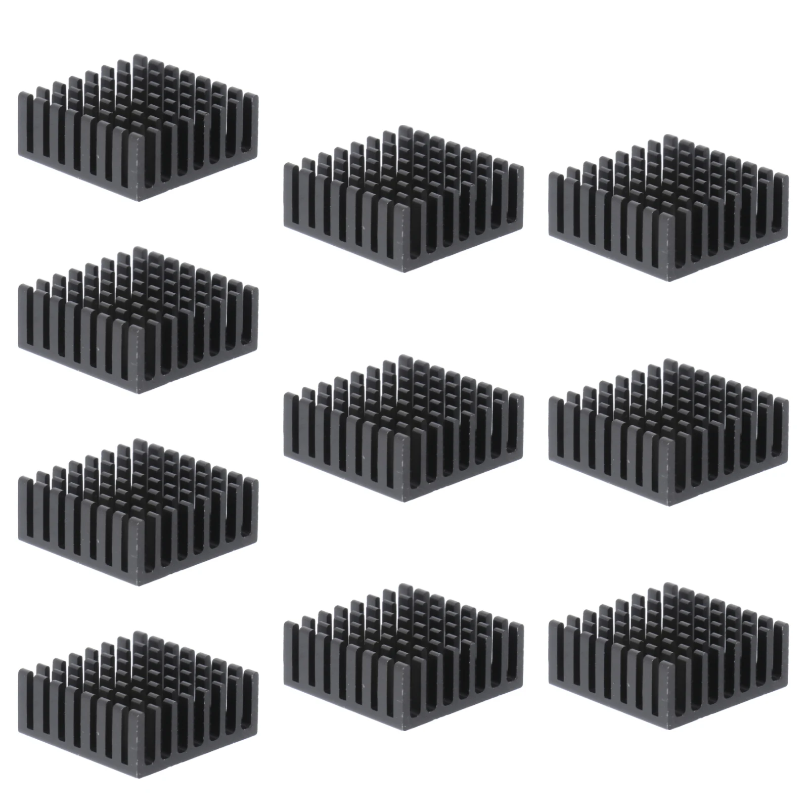 

10pcs Aluminum Sink Chip Cooler Fin Black Anodized Sturdy Durable Metal Heating Sink for IC RAM Notebook