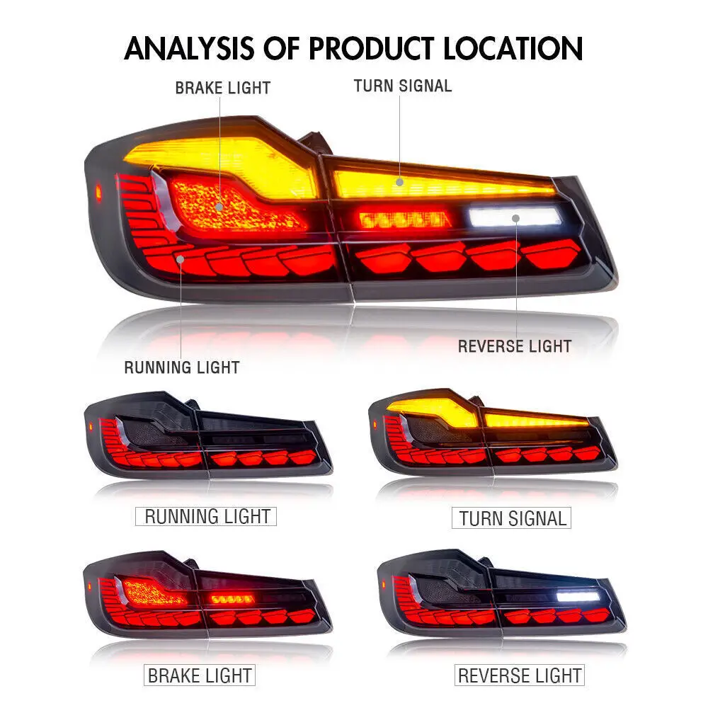 LED Taillights For BMW 5 Series G38 G31 G38 2018 2019 2020 2021 Sequential Turn Light with Dynamic Animation Breathing DRL