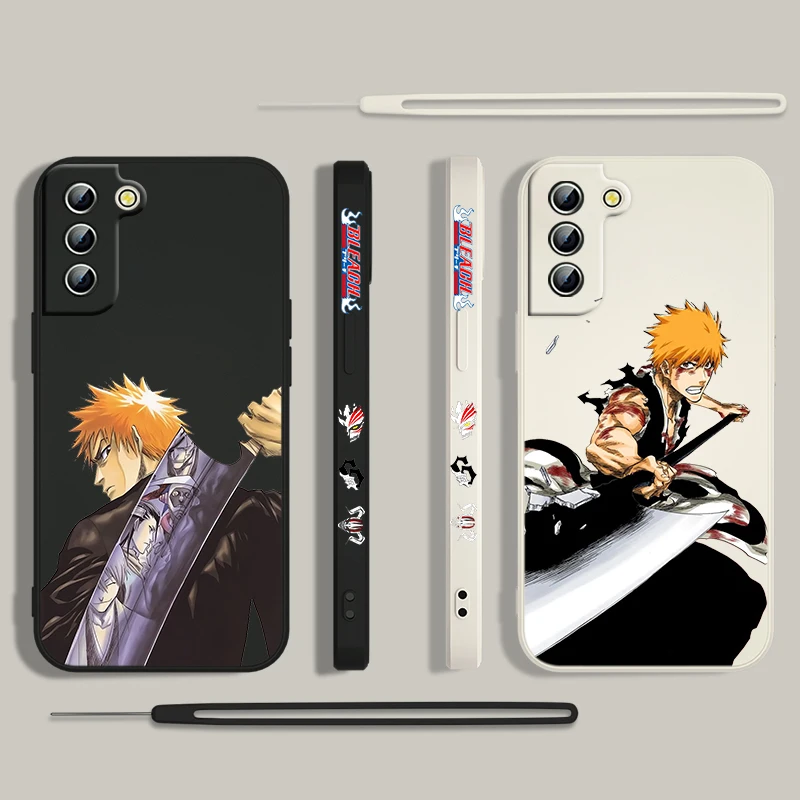 Bleach Anime Kurosaki Ichigo Phone Case For Samsung Galaxy S24 S23 S22 S21 S20 Pro FE Plus Ultra Liquid Left Rope Cover