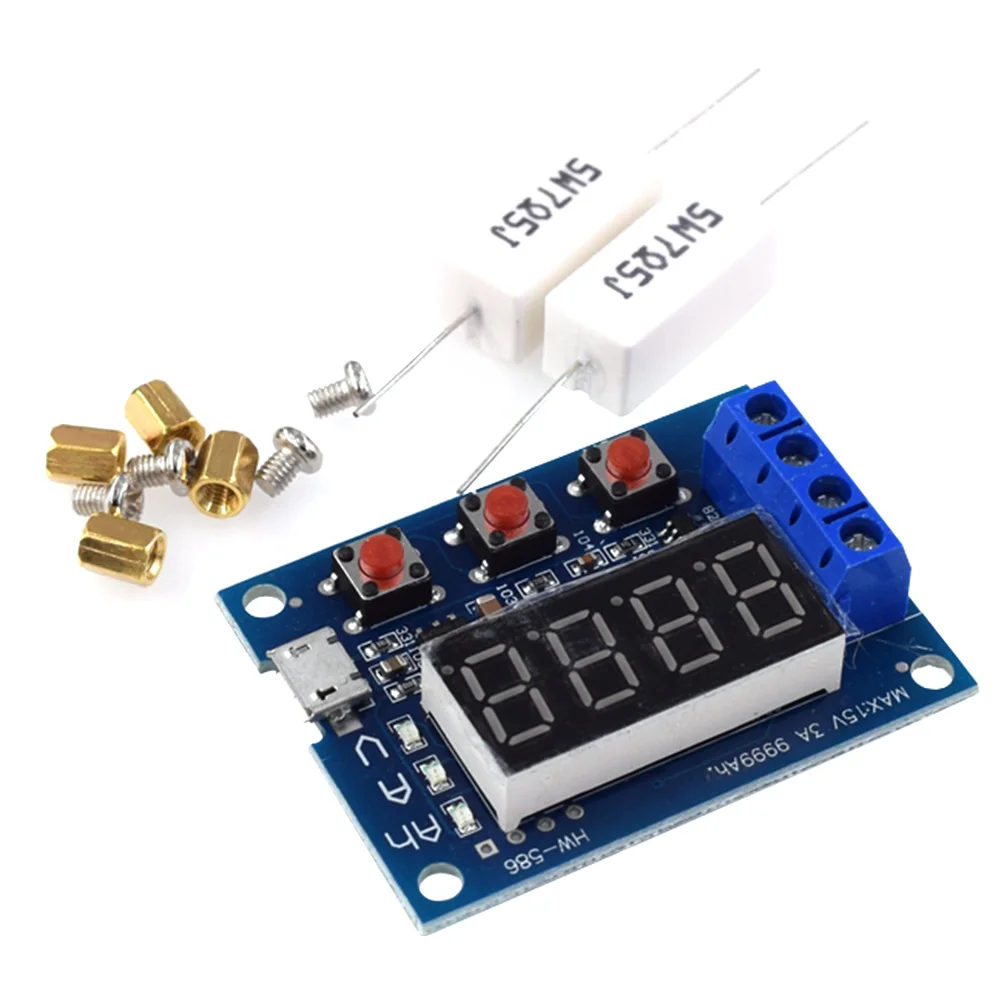 HW-586 Battery Tester LED Digital Display 18650 Lithium Battery Power Supply Test Resistance Lead-acid Capacity Discharge Meter