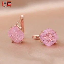 SHENJIANG New Fashion 585 Rose Gold Color Square Crystal Drop Earrings For Women Wedding Elegant Gift Trendy Simple Eardrop