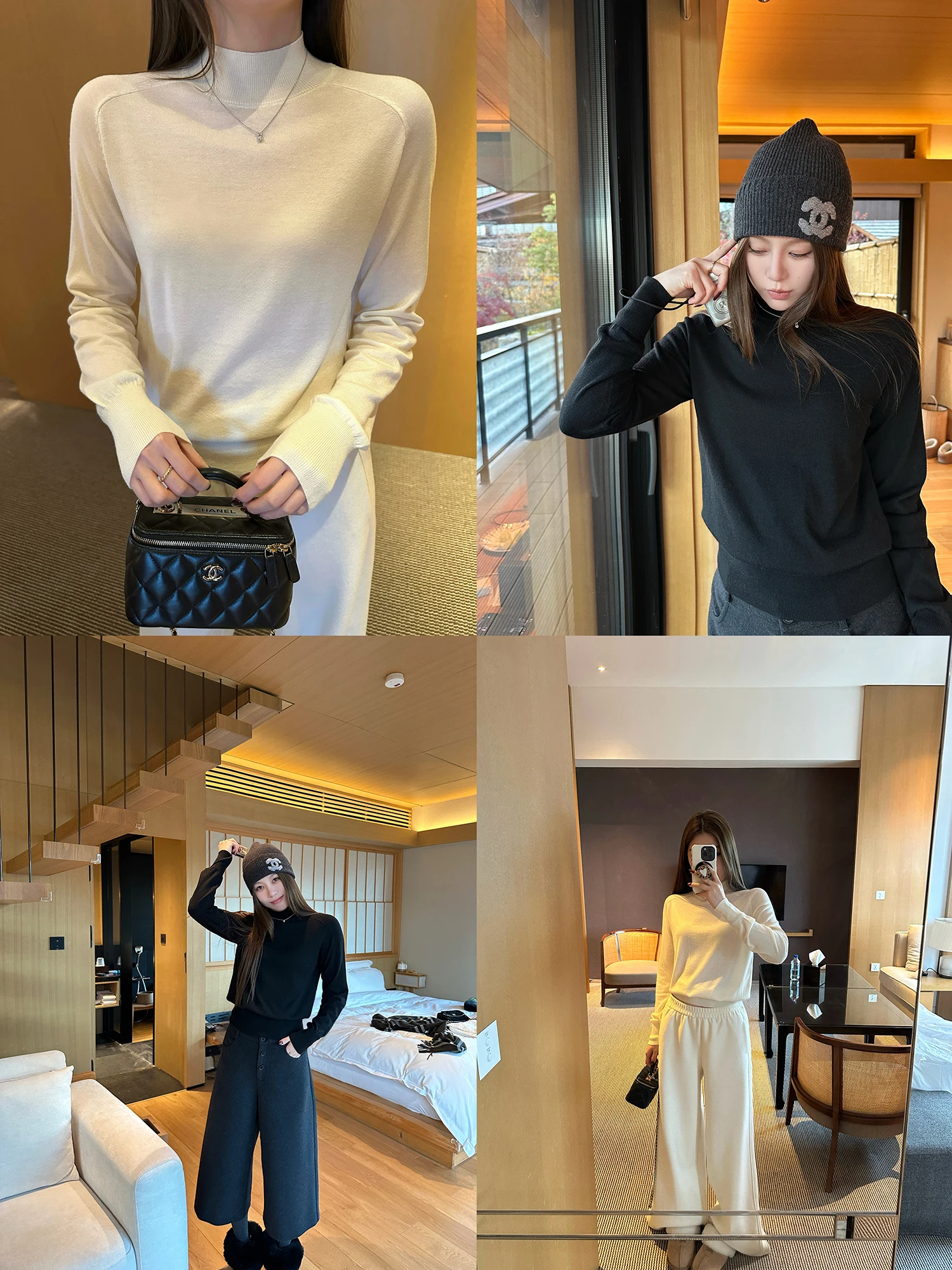 

Женская вязаная футболка с длинным рукавом из шерстяной смеси, повседневная, приталенная, зимняя, утепленная, с высоким воротником