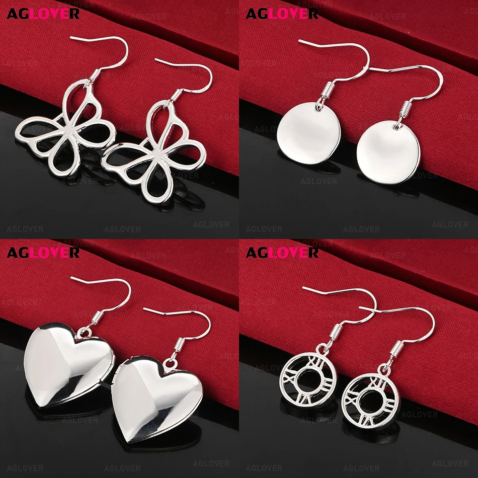 

AGLOVER 925 Sterling Silver Smooth Round Earrings Women Cute Elegant Party Wedding Jewelry