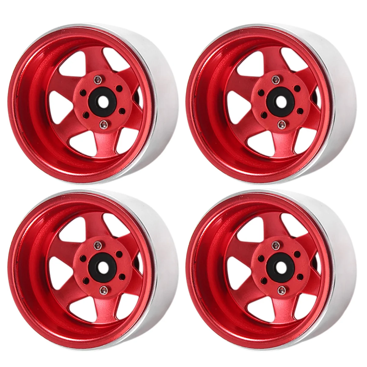 Aro de roda vermelho do beadlock do metal, cubo profundo do prato, offset-8.9mm, 1.9 ", 1,10 carro de esteira rolante RC, TRX4 axial, SCX10, 90046, UTB18, 4 unidades
