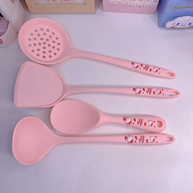

4pcs Hello Kitty Kitchenware Set Cute Cartoon KT Silicone Non Stick Pot Heat Resistant Home Furnishings Toy Girl Gift Wholesale