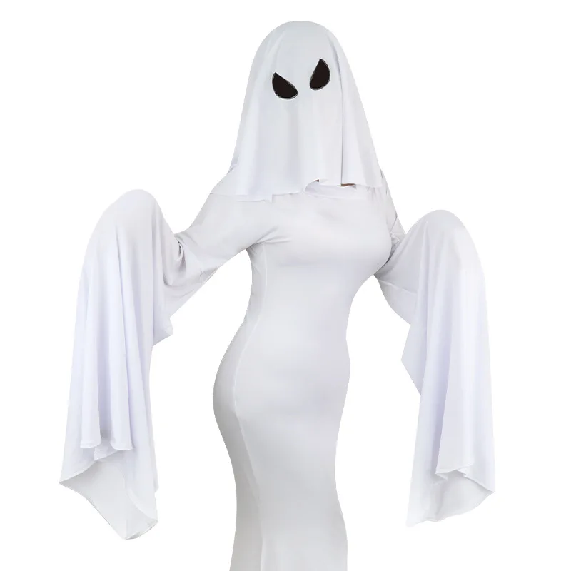 2024 Nowy kostium na Halloween Female Ghost Cosplay Costume Halloween Scare Face Cape Scream Costume Adult Fancy Dresses Christmas Party Set