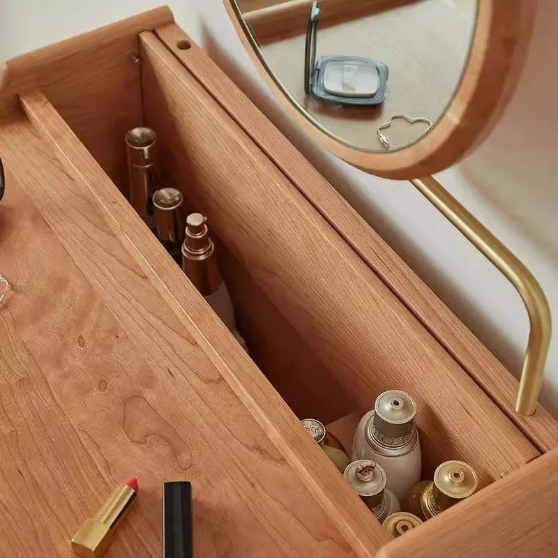 Cherry wood bedroom log makeup table small