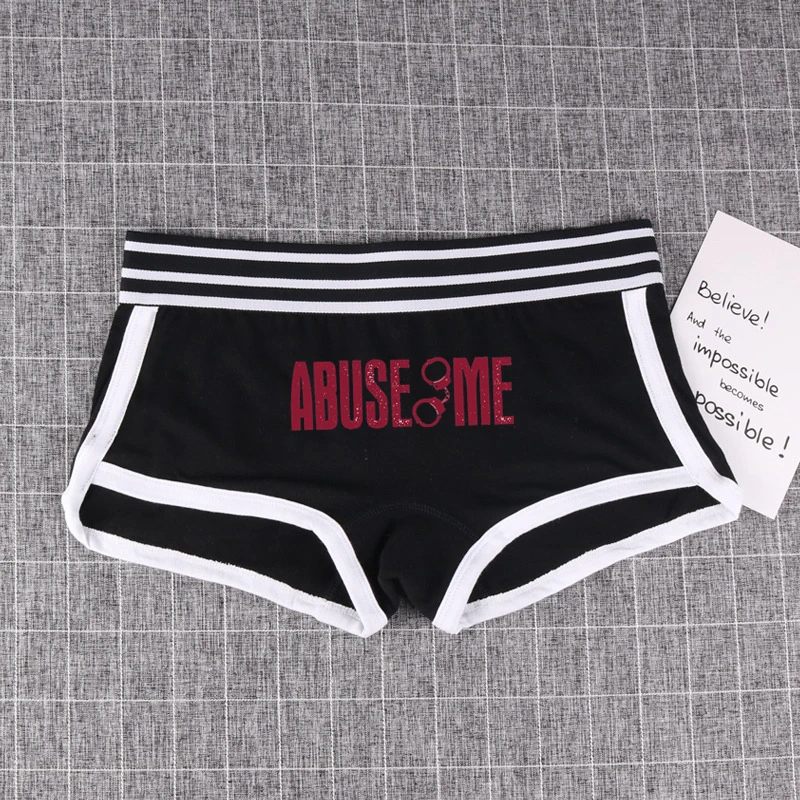 ABUSE ME Cotton Boy Shorts WIFE Gift Underwear for Women New Women Boxer Shorts Girl Panties Breathable Women\'s Intimates