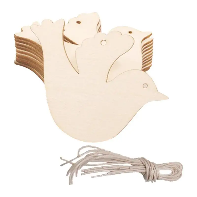 

2-6pack 10pcs Unfinished Wooden Animal Slices Cutout Pendant Wedding Decor Bird