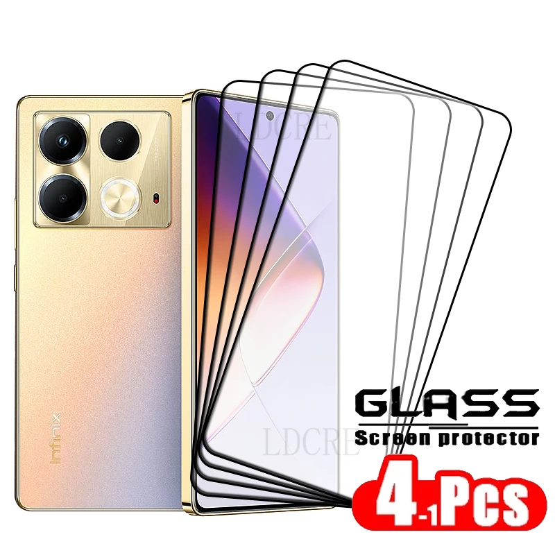 4Pcs For Infinix Note 40 Glass Infinix Note 40 Tempered Glass Full Cover Glue Protective 9H HD Screen Protector Infinix Note 40