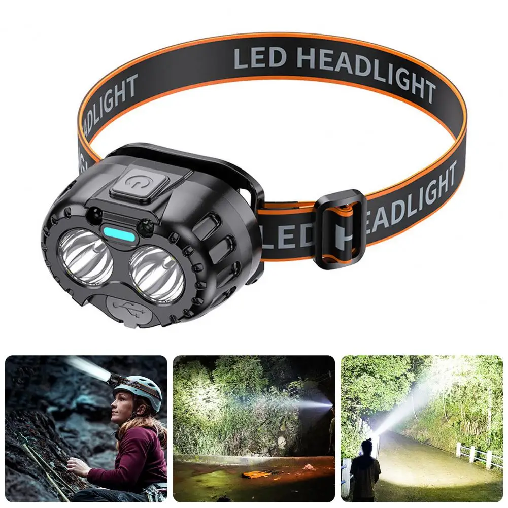 

LED Headlamp 90-Degree Adjustable Motion Sensor Rechargeable Fishing Lantern Waterproof Outdoor Camping Headlamp Emergency Light