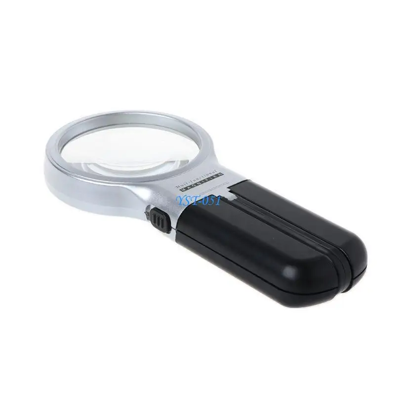 

E15A Multifunction Folding Glass 2 Led Light 3x Magnifier Handheld Mini Loupe for Reading Jewelry Glass