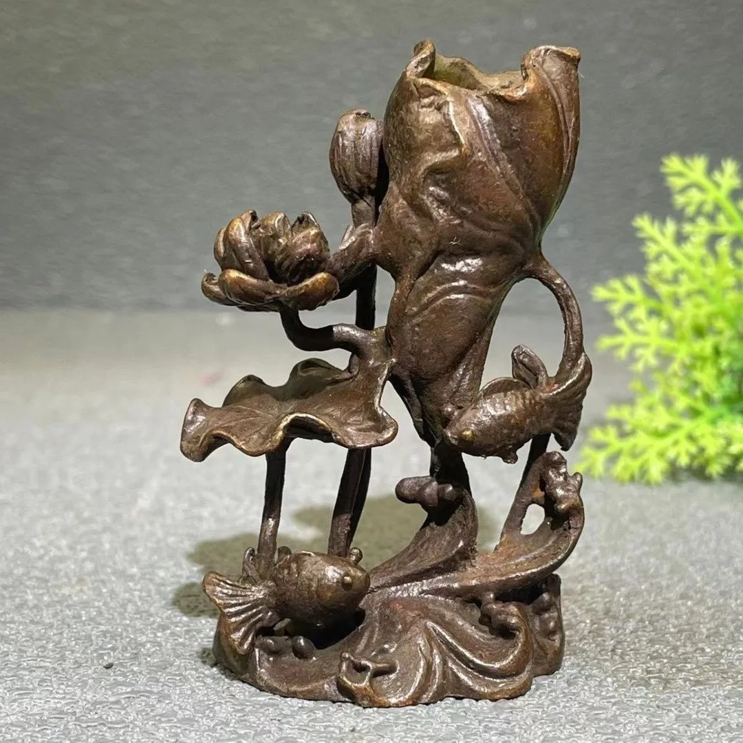 Vintage Lotus Leaf Goldfish Pisces Backflow Incense Tower Burner Mini Aromatherapy Censer Desktop Ornament Tea Room Home Decor