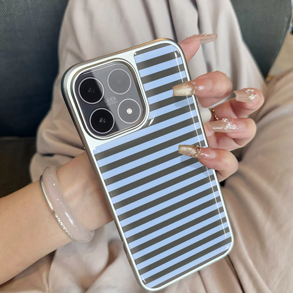 Простой матовый чехол с синими полосками и защитой от падений для iPhone 15, 13 Pro Max, 11, 12, 17 ProMax, 14, 16 Plus, ударопрочный, роскошный чехол