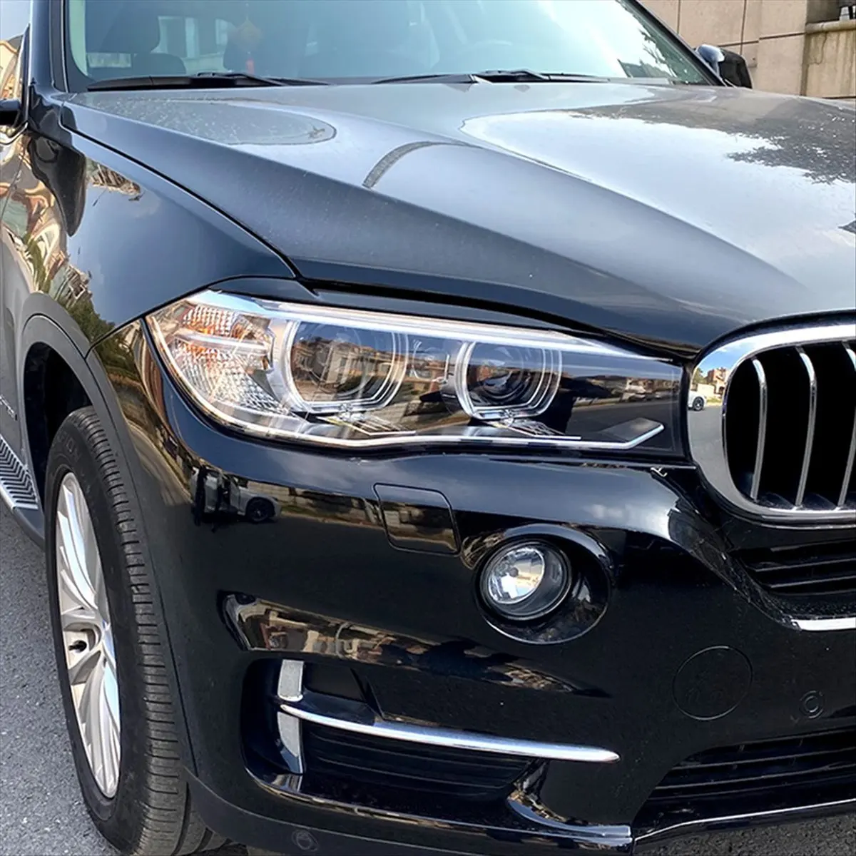 Compatible Car Front Headlight Eyebrow Lamp Brow Cover Trim for X5 F15 X6 F16 2014-2018 Auto Accessories Black