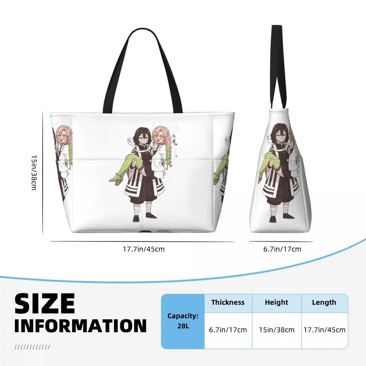 Mitsuri Kanroji And Iguro Obanai Beach Tote Bag Sport Gym Yoga Duffle Large Tote Bag Women Travel Bag Fitness bag