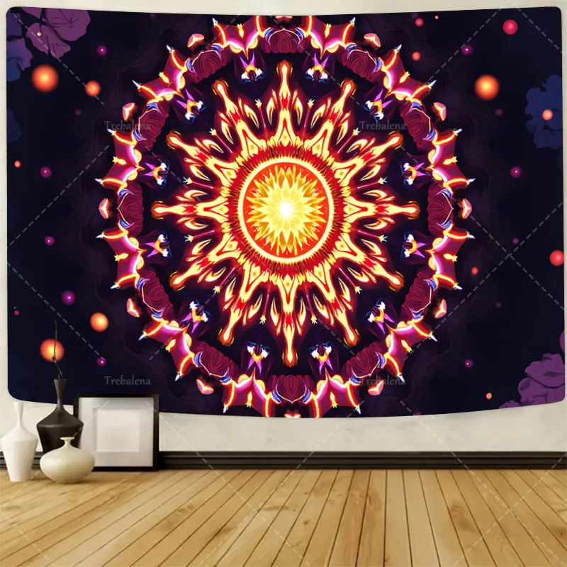 

1pc Wall Tapestry Mandala Sun Tapestry - Vibrant Boho Wall Hanging for Yoga & Meditation Space
