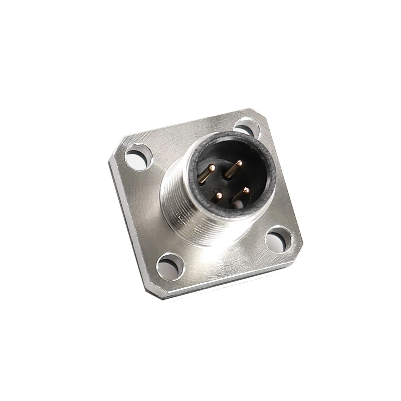 Imagem -02 - Conjuntos M12 Conector Quadrado Flange Soquete Sensor Macho Fêmea Butt Plug 12 Pinswaterproof Aviação Plug 10 100