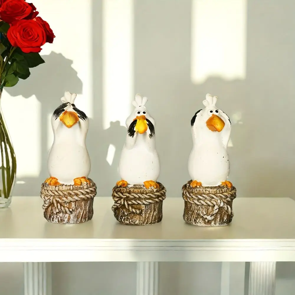 

3pcs Resin Seabirds Decorative Ornament Cartoon Cute Animal Statue Waterproof Creative Miniatures Figurine Sculpture Cabinet