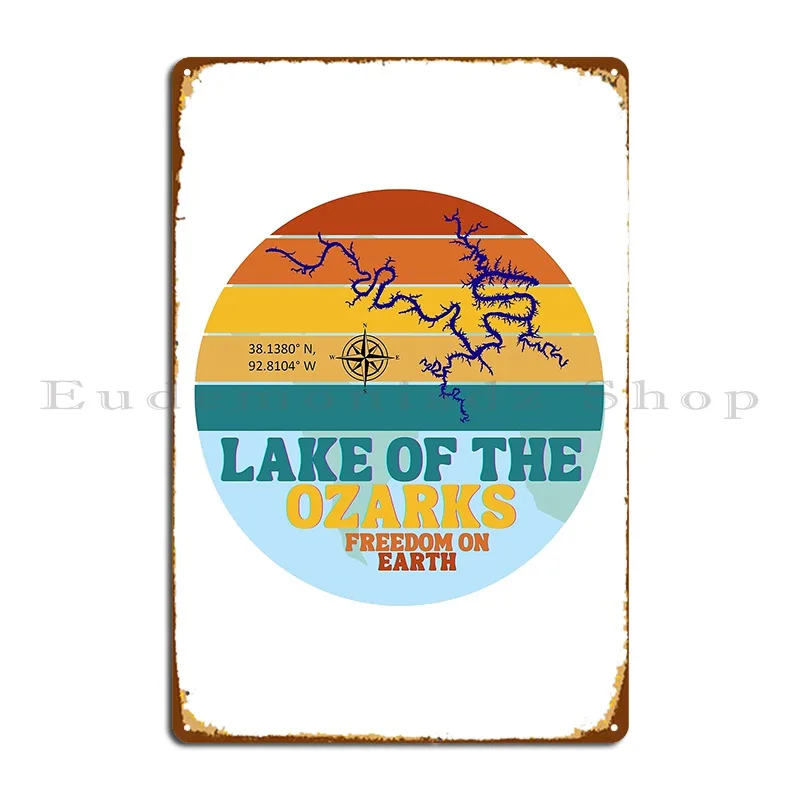 Lake Of The Ozarks Freedom Metal Plaque Poster Vintage Design Design Design Wall Mural Tin Sign Poster