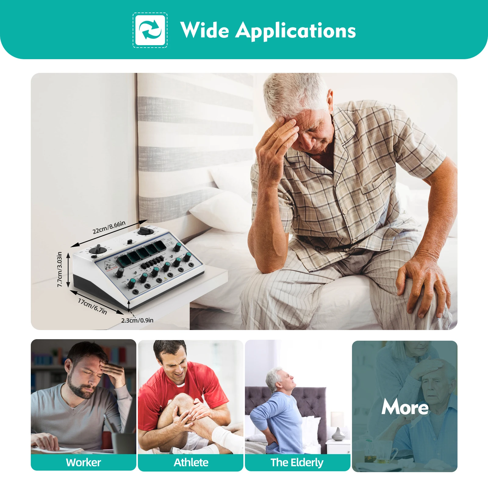 KWD-808I آلة تحفيز كهربائية مدلك نبض كهربائي جهاز تحفيز Myostimulation تدليك الاسترخاء ث/علامات التبويب القطب