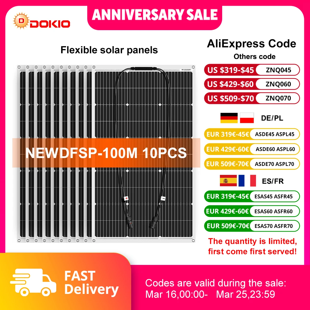 Dokio 18V 10Pcs 100…
