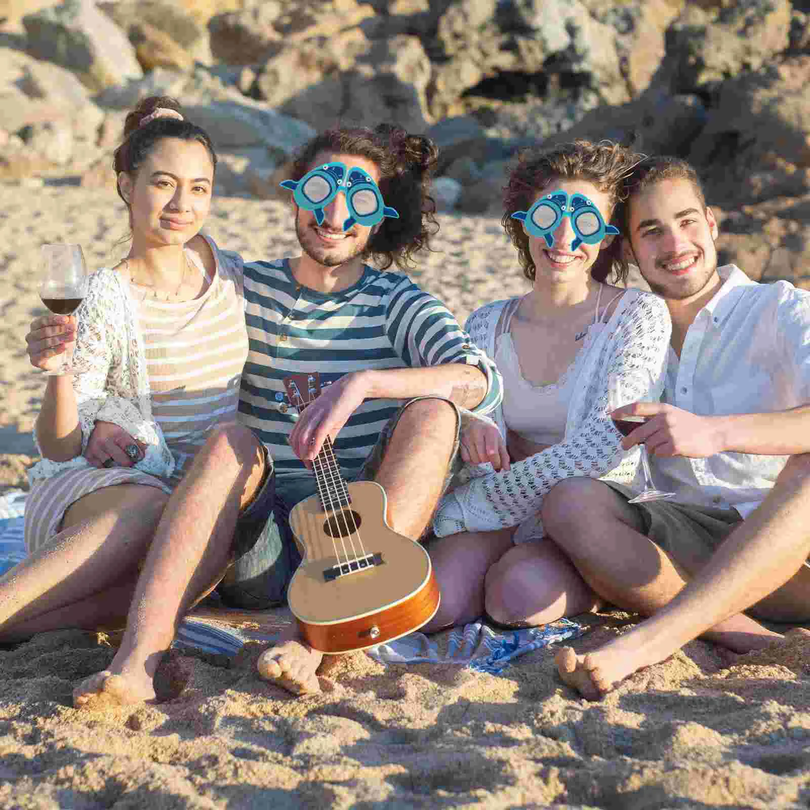 نظارات القرش ديكورات هاواي لحفلات الزفاف، مستلزمات الشاطئ الممتعة للبالغين، نظارات شمسية استوائية، إكسسوارات نظارات القرش